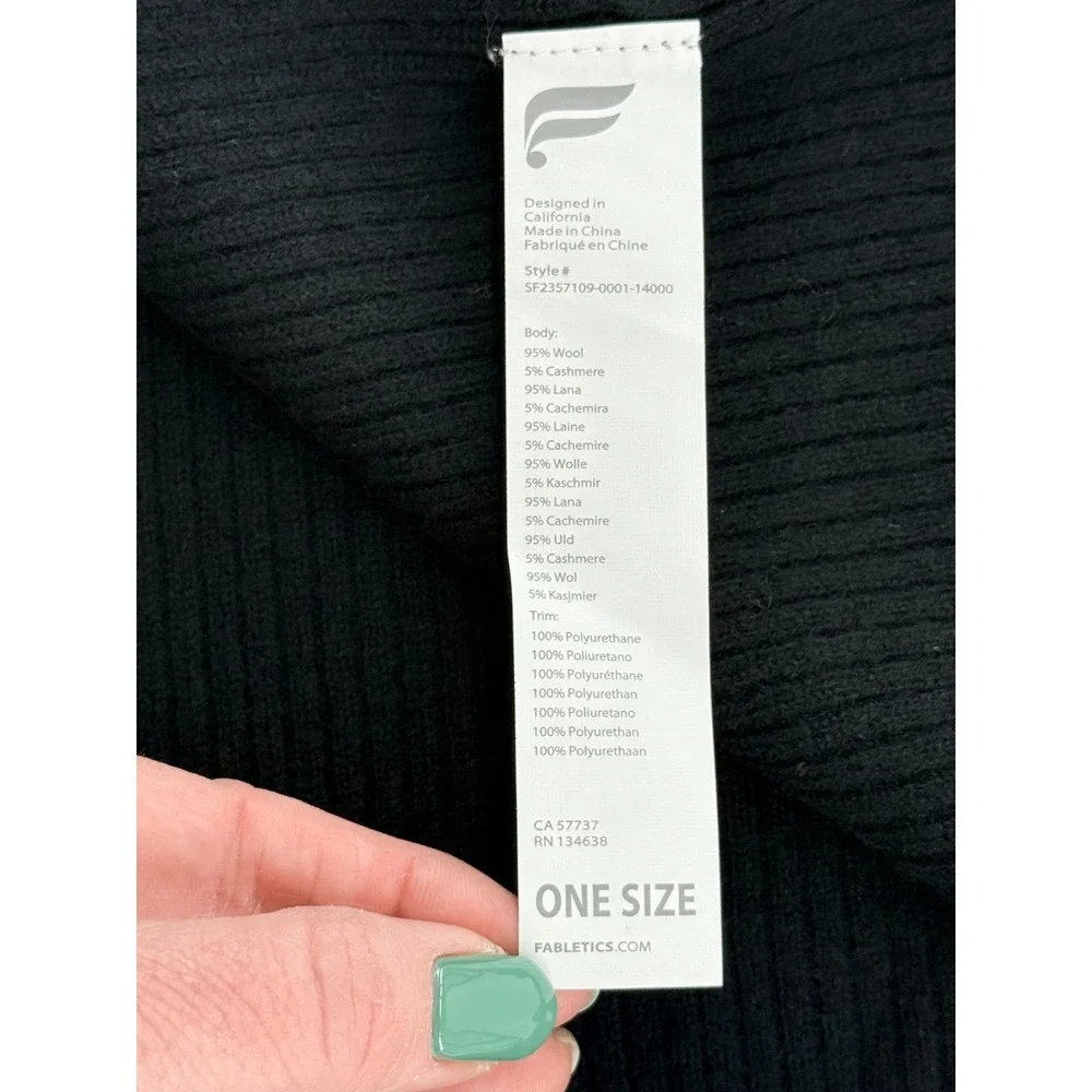 Fabletics‎ Cashmere Blend Scarf Black 95/5 Soft Knit Winter Scarf NWT